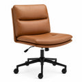 Sedia da ufficio in pelle sintetica marrone con base in metallo