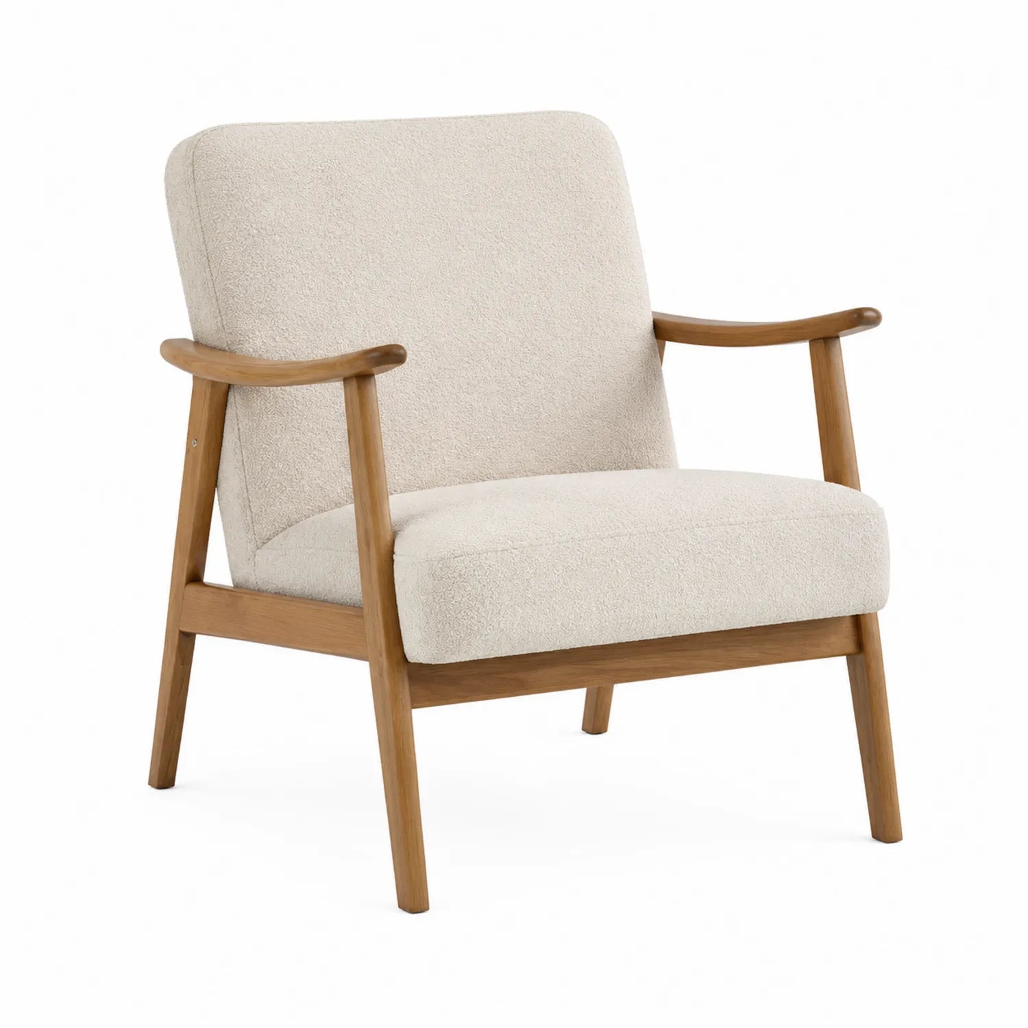 Poltrona in Rovere e Bouclé Crema