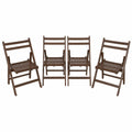 Set di 4 Sedie Pieghevoli in Legno Massello Marrone