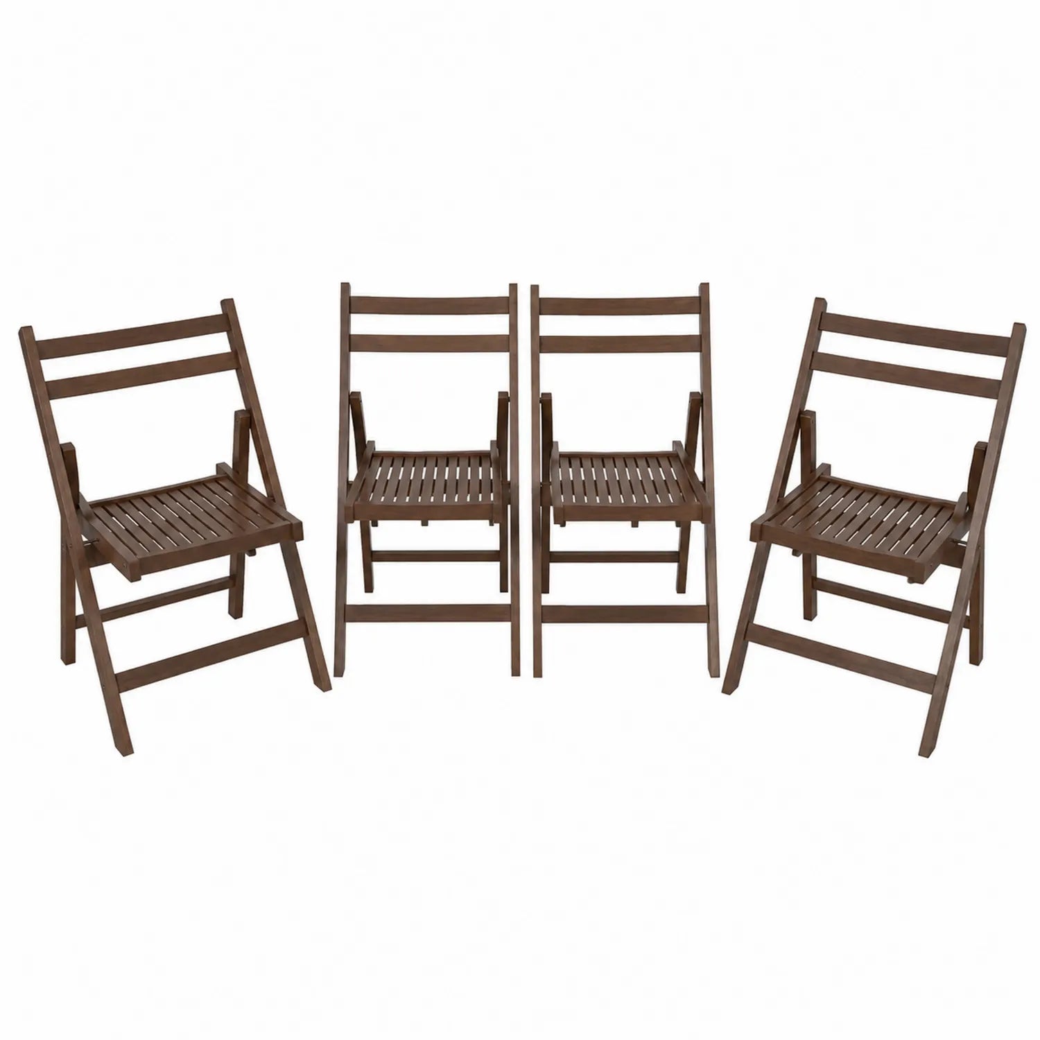 Set di 4 Sedie Pieghevoli in Legno Massello Marrone