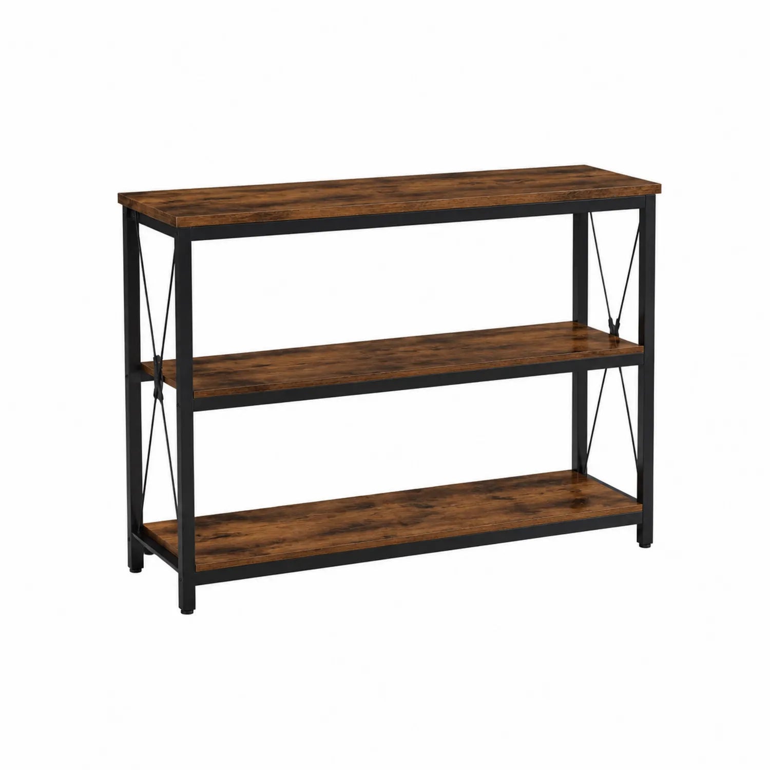 Consolle in Legno e Metallo con Ripiani, 100x30x80 cm Marrone/Nero