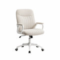 Sedia da Ufficio in Tessuto Beige con Braccioli e Base Regolabile