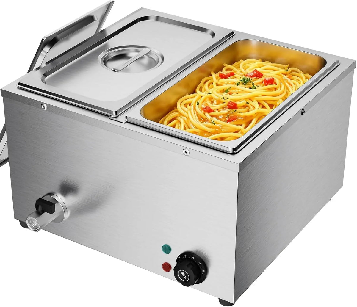 Prodotto Scaldavivande professionale bagnomaria elettrico per buffet in acciaio inossidabile con 2 vassoi