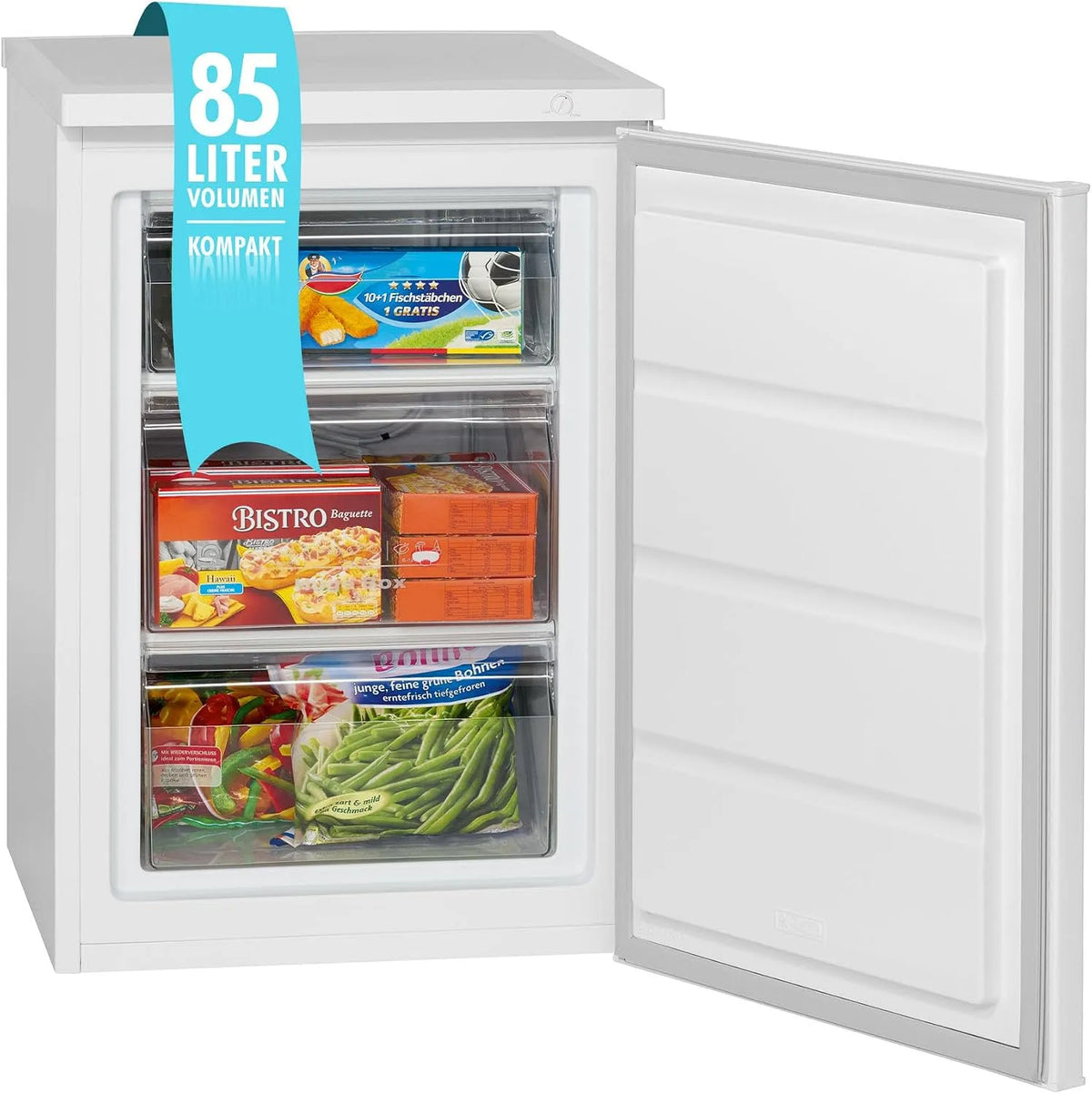 Bomann GS2186-1-blanc Congelatore, 85 L, libera installazione, autonomo, silenzioso, 2 zone di temperatura, freezer verticale, bianco, silencieux