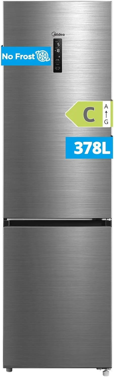 Congelatore, 378 L, 38 dB, Midea MDRB521MIC46A, da incasso, touch, No Frost, Wi-Fi, illuminazione LED, Inverter, acciaio inox, 177 KWH, Nofrost
