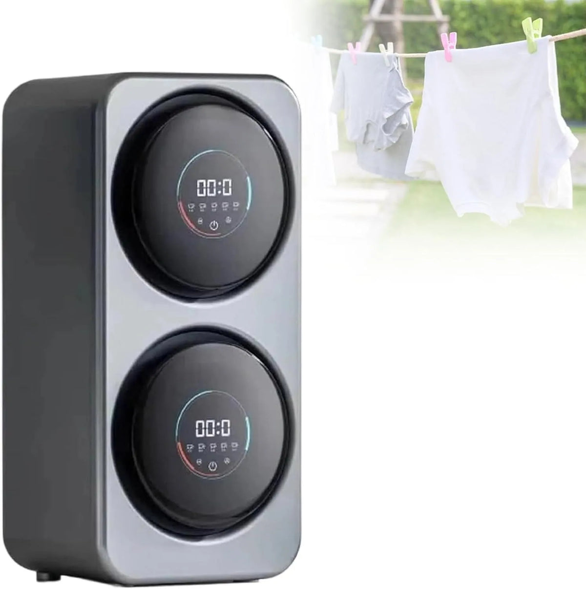 Lavatrice S5Wall-mountedmodel-Gray, portatile, grigio, Asciugatrice Compatta A Basso Rumore per Appartamento, Casa