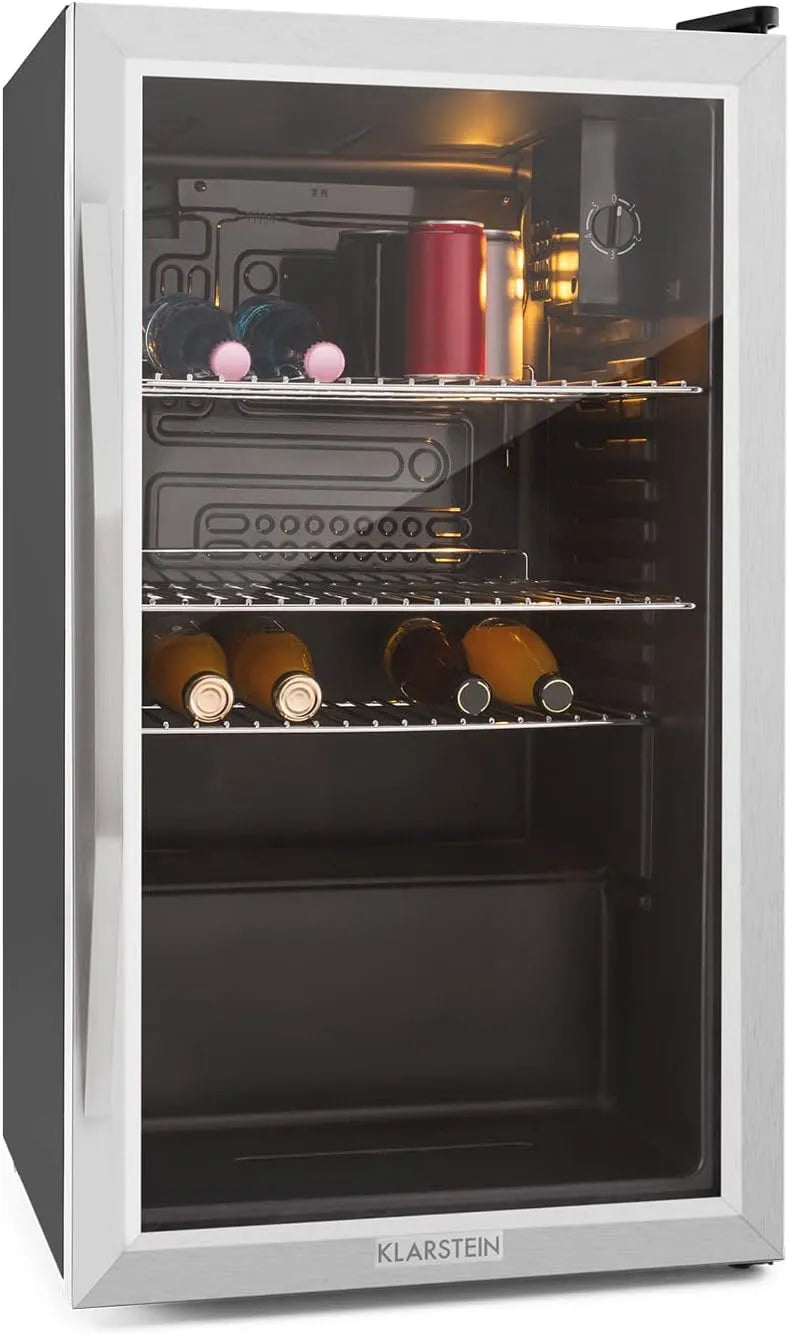 Klarstein Frigorifero, 80 L, vetro, argento, KLARSTEIN Beersafe 80 L Frigorifero per Bevande con Porta in Vetro