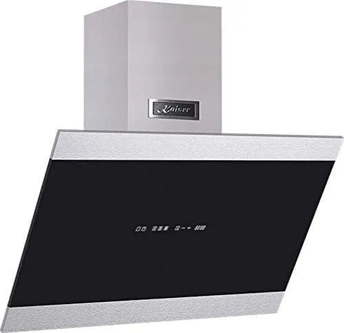 Cappa aspirante, 70 cm, 1250 m3/h, classe energetica E, cappa da cucina, 3 velocità, montaggio a parete, touch, timer, acciaio inox, nero