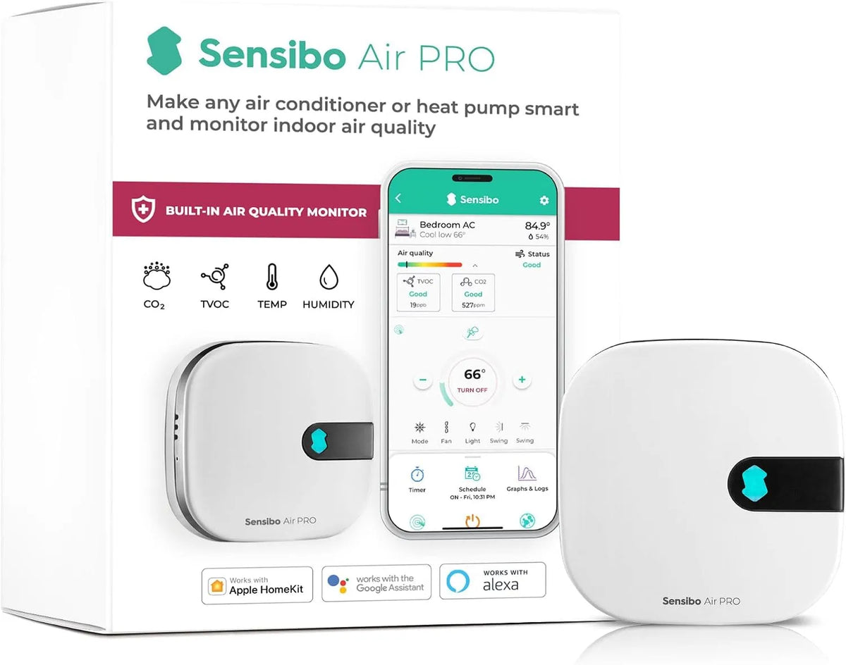 Sensibo Controller Wi-Fi per condizionatore, portatile, Google Assistant, Alexa e Siri, Apple HomeKit, Compatibile con Google App, Sensibo Air PRO