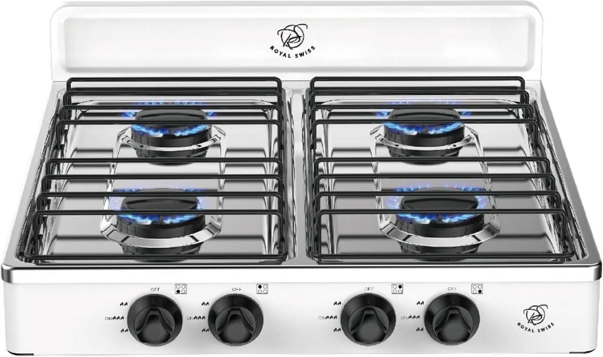 Piano cottura a gas, 4 fuochi, portatile, fornello a gas, Bruciatori in alluminio pressofuso da 2, 100% GPL, 2 kW, accensione sicura