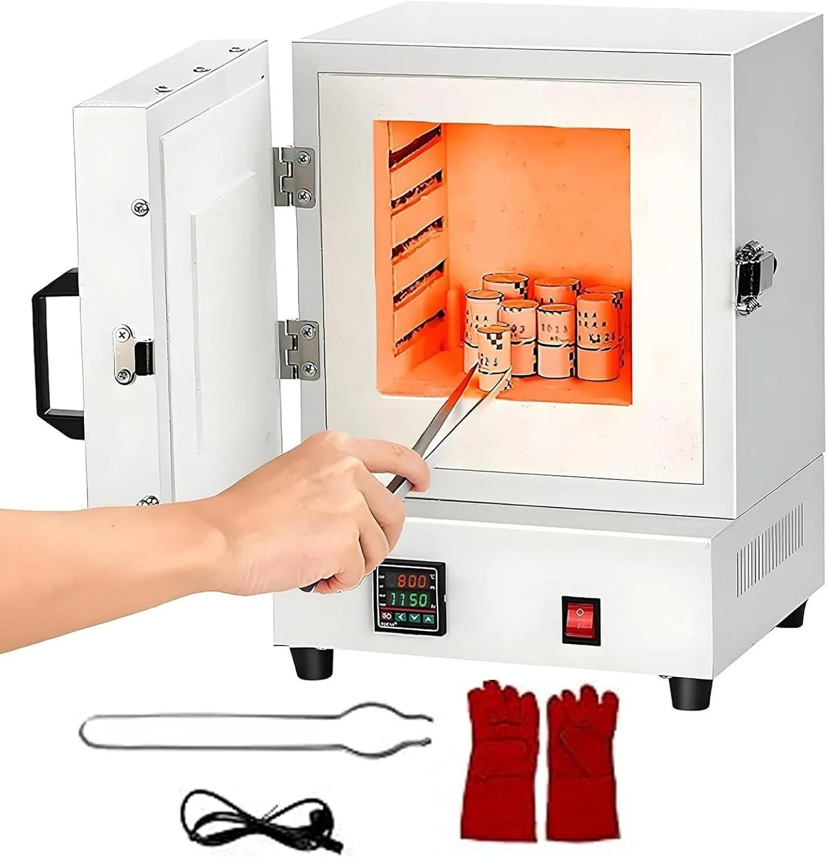 Forno elettrico, 2000 W, 2 zone di temperatura, Alta Temperatura 2102°F, 1150°C, Forno di Fusione 2000W per Ceramica, Forno di Fusione con Regolatore
