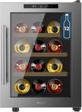 Cecotec Bolero GrandSommelier 1255 Cantinetta vino, 12 bottiglie, 8 a 18 °C, 2 zone di temperatura, touch, acciaio inox, Ripiani in Legno, Controllo