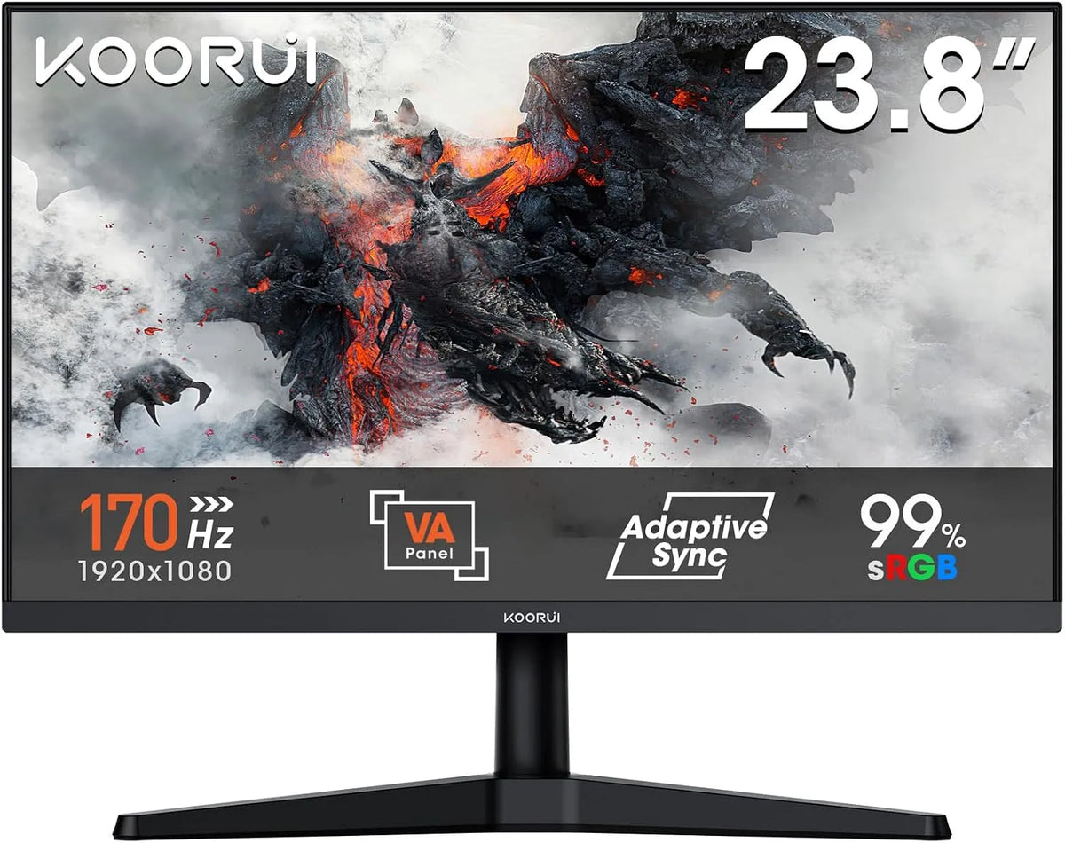 Monitor, 24 pollici, 170 Hz, KOORUI, funzioni gaming, Full HD, HDMI, schermo PC, HDMI 1.4
