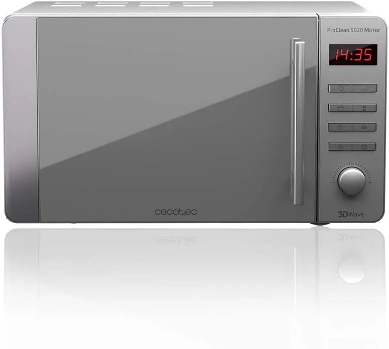 Cecotec Ready2Clean 3DWave Forno a microonde, 20 L, 700 W, 8 programmi, acciaio inox, manico in acciaio inossidabile, tecnologia 3DWave, rivestimento
