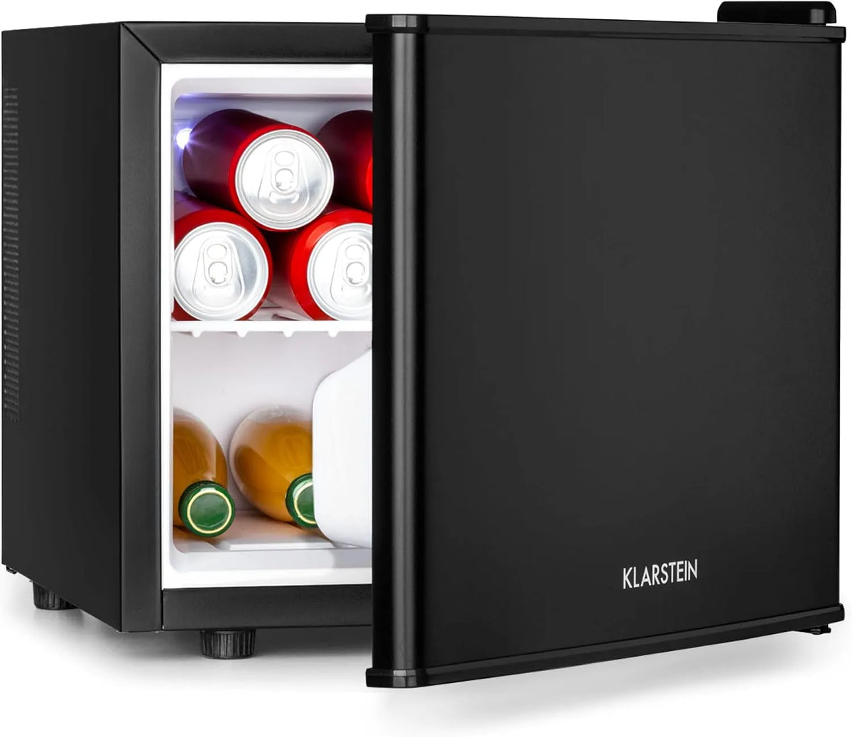 Klarstein Frigorifero, 17 L, 26 dB, 2 zone di temperatura, nero, Minibar, solo 26 dB, Mini Frigo, Ripiano Estraibile, Regolazione della Temperatura