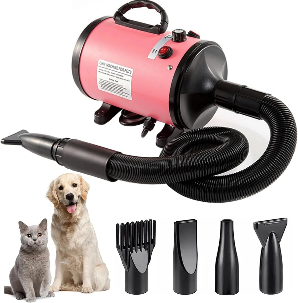 Asciugatrice, 2800 W, professionale, 2 zone di temperatura, Soffiatore per Cani Asciugacapelli per Cani 2800W Phon per Cani Silenzioso Asciugatore per