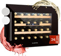 Klarstein Cantinetta vino, 57 L, 24 bottiglie, da incasso, esterno, touch, bianco, 57L, Cantinetta Vino Refrigerata a Zona Singola per Rosso, Interno