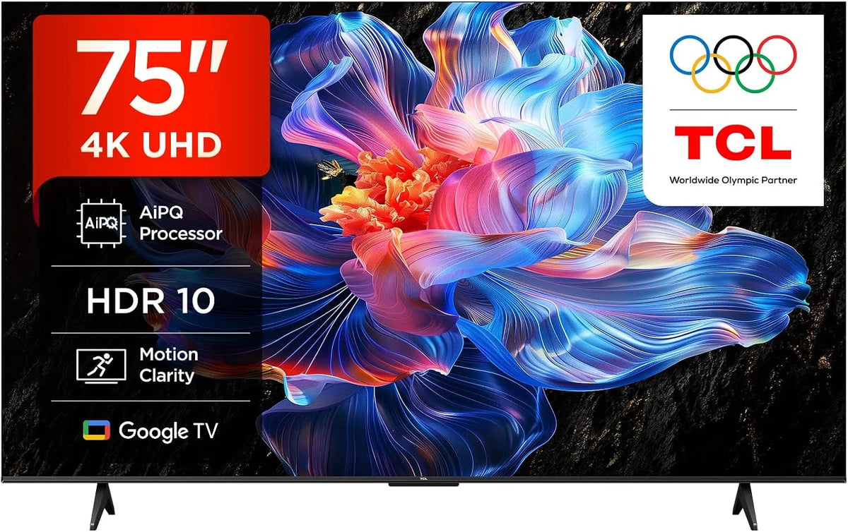 Google 75V6C Smart TV, 75 pollici, televisore, 4K UHD, HDR, audio Dolby, TCL, Google TV con Dolby Audio