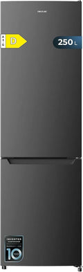 Cecotec Bolero Coolmarket Combi Frigorifero combinato, 250 L, 180 x 55cm, classe energetica E, No Frost, Inverter, acciaio inox, Fast Cooling
