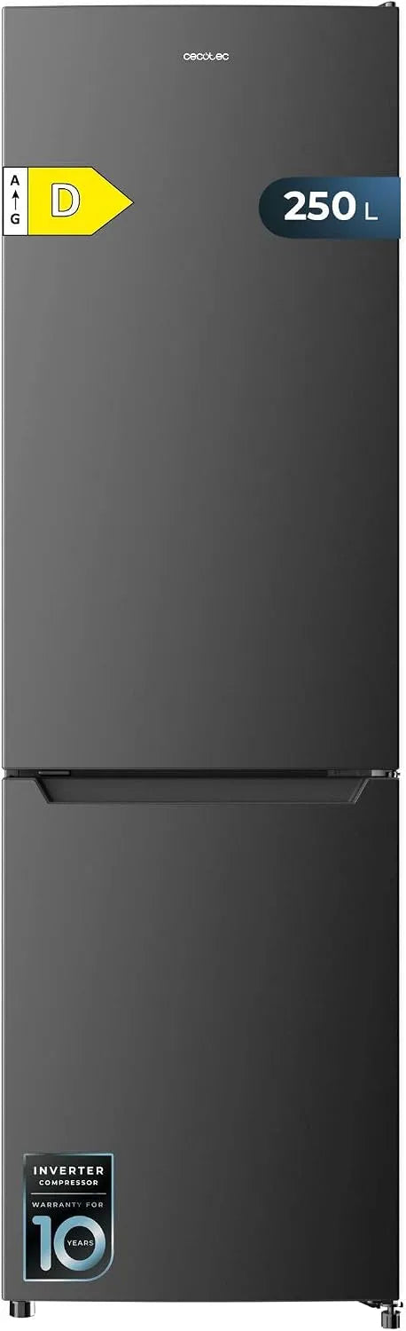 Cecotec Bolero Coolmarket Combi Frigorifero combinato, 250 L, 180 x 55cm, classe energetica E, No Frost, Inverter, acciaio inox, Fast Cooling