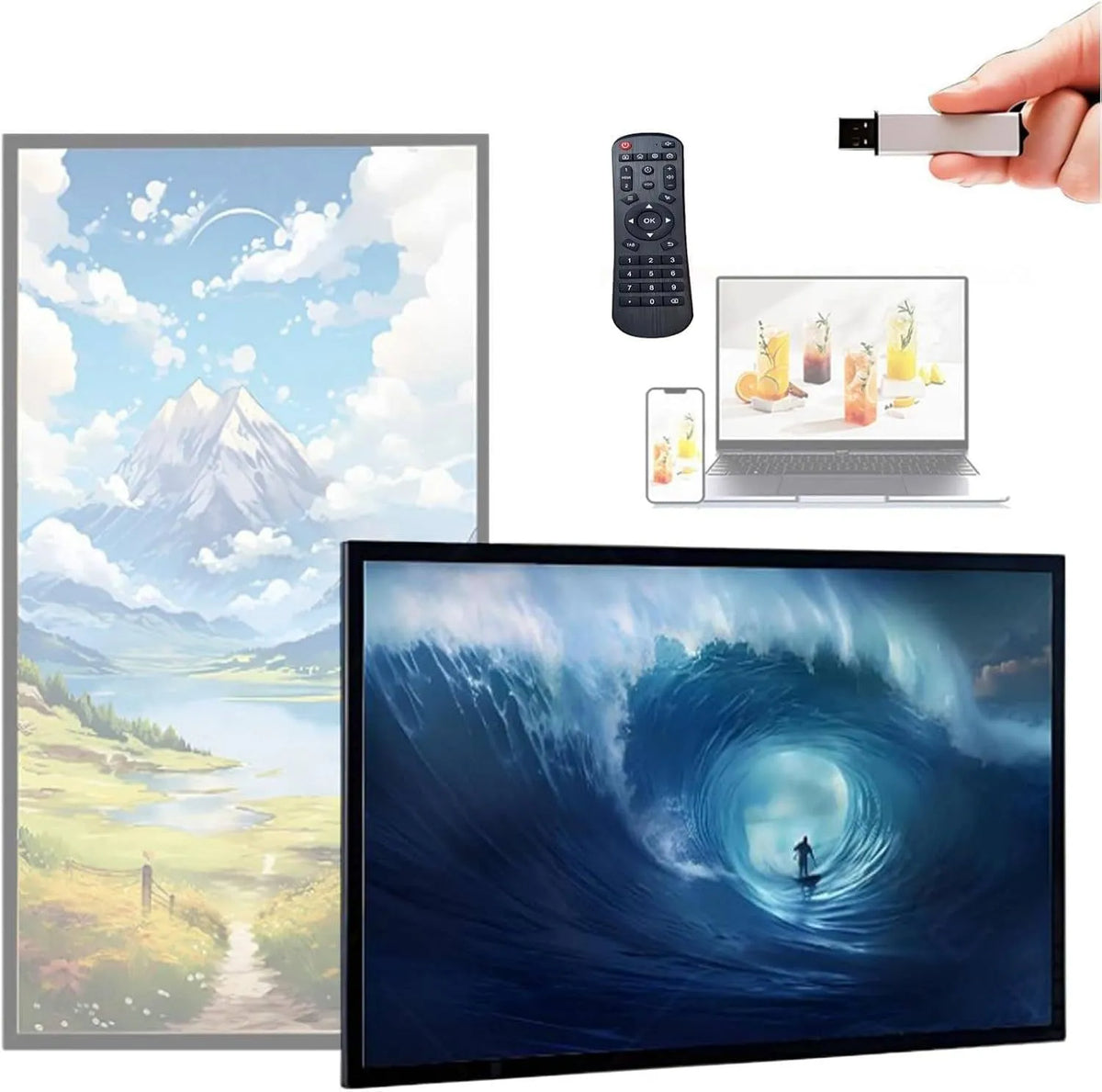 Display digital signage, display pubblicitario, montaggio a parete, Android OS, visualizzazione pubblicitaria digitale, Digital Signage Display Player