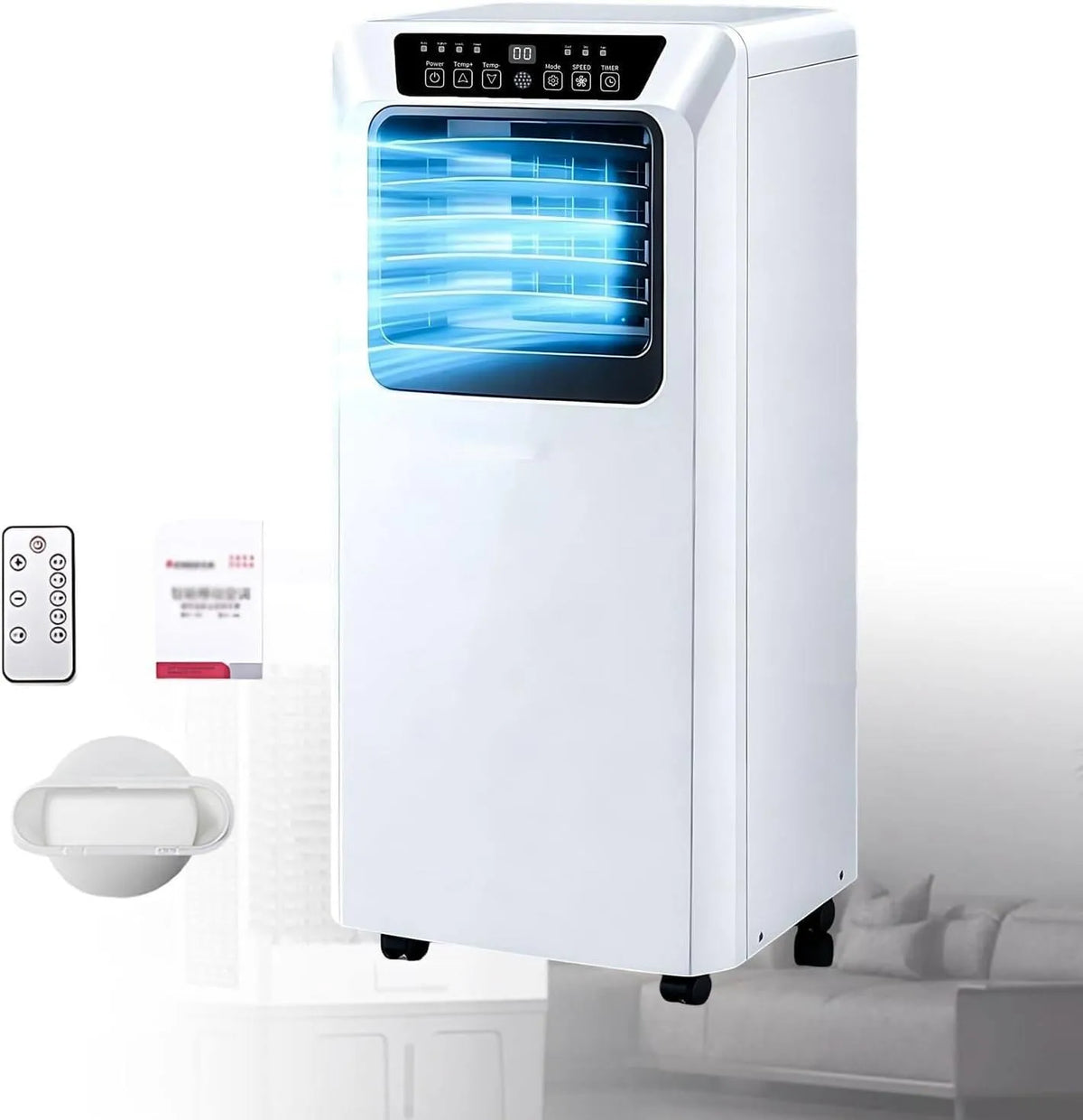 Condizionatore 7000BTU, portatile, 7000/9000 BTU 7000BTU, Condizionatore Portatile con Telecomando e Kit Finestra