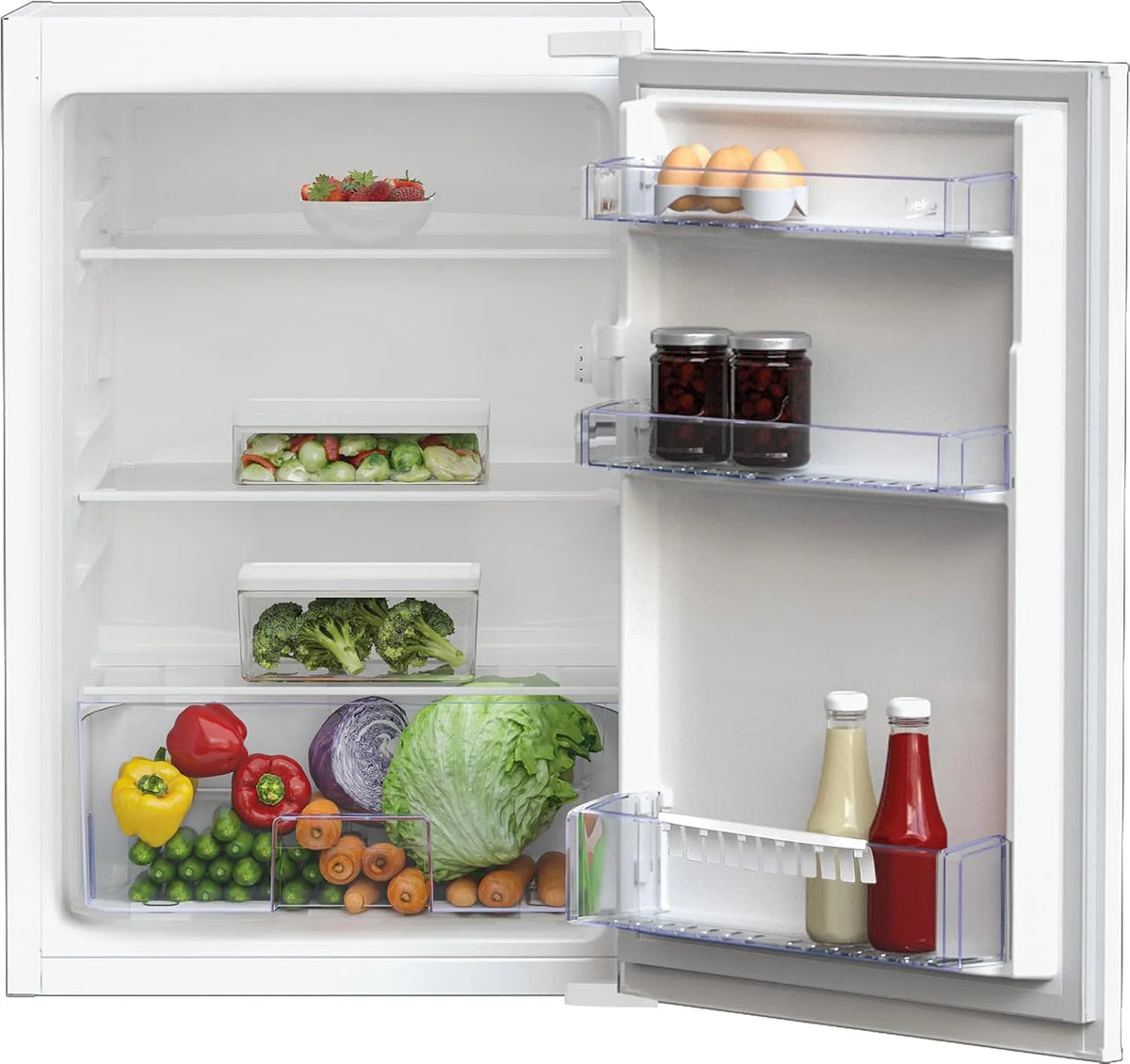 Beko B1804FN b300 Frigorifero, 126 L, 29 dB, da incasso, effetto 3D, bianco, tecnologia porta fissa 3D, nicchia 88, cassetto per verdure, minFrost