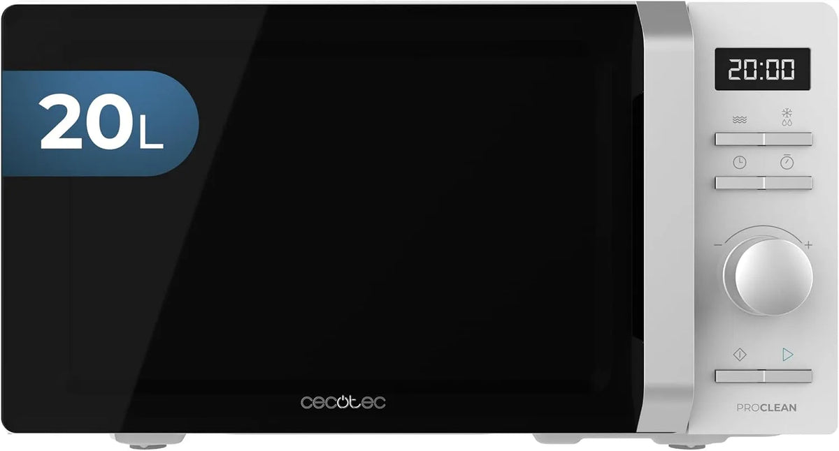 Cecotec Forno a microonde, 19 L, 700 W, 8 programmi, timer, Inverter, bianco, Timer 30 Min, Piatto Girevole da 245 mm, 5 Livelli di Potenza, Capacità