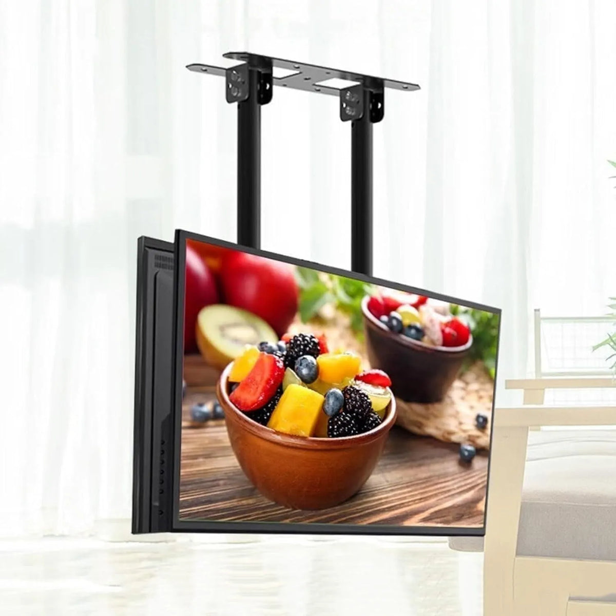 Smart TV, televisore, ideale per risparmiare spazio e regolare l'altezza, Supporto telescopico per TV a soffitto, design pieghevole regolabile per