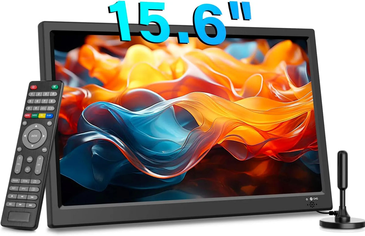Smart TV, 15, 6 pollici, 12 V, televisore, HDMI, USB, portatile, DVB-T2, Compatibilità AC, DC 12V, Telecomando