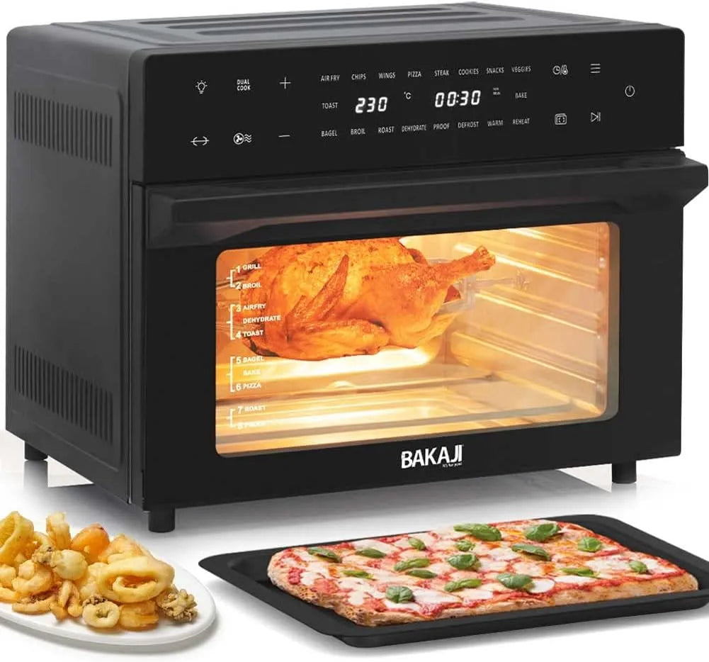 Forno elettrico 30Lt, 1800 W, 18 programmi, touch, timer, Bakaji Forno Friggitrice ad Aria Calda Capacità 30Lt 1800W Frigge Griglia Essicca Senza Olio
