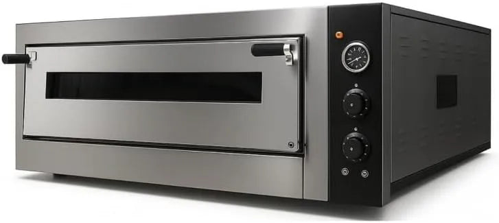 Forno elettrico per pizza, 33 cm, professionale, Temperatura fino a 450°C, 7 kW, 4 x Ø 33 cm, Porta vetrata, Termostato manuale