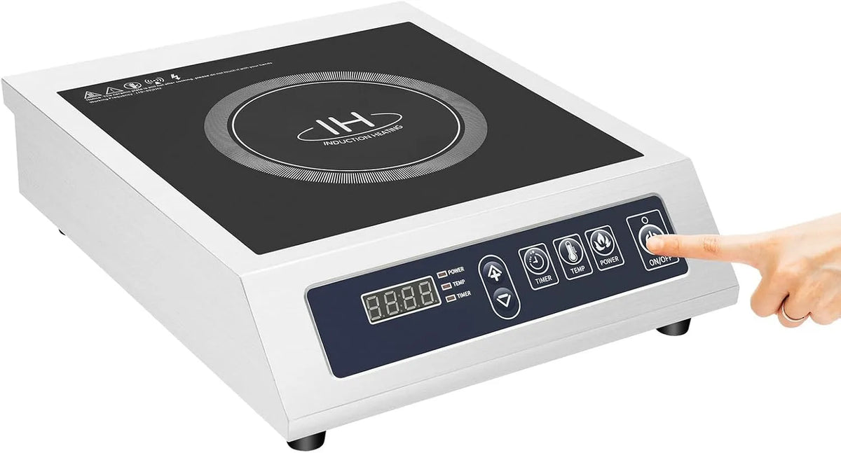 Piano cottura a induzione, 3500 W, piastra a induzione, timer, professionale, nero, per gastronomia e casa in vetro microcristallo, 11 livelli di