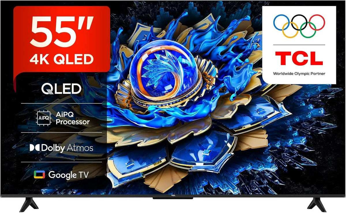 Google 55T69C Smart TV, 55 pollici, televisore, 4K UHD, QLED, HDR, audio Dolby, TCL, Google TV con Dolby Atmos