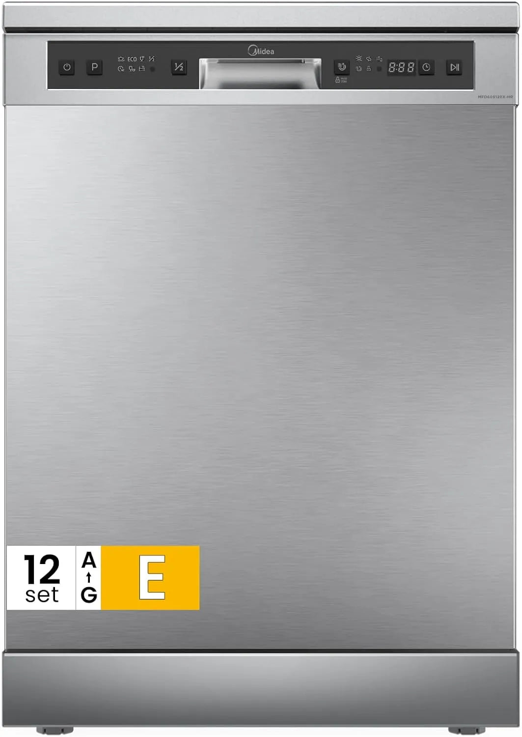 Lavastoviglie, 60 cm, 6 programmi, libera installazione, acciaio inox, Midea Lavastoviglie Libera Installazione 12 Coperti 6 Programmi 60 cm Inox