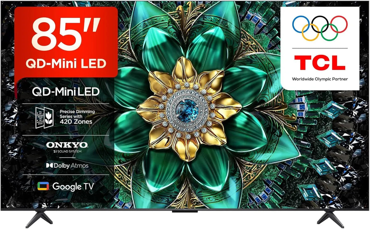 Google 85Q6C Smart TV, 85 pollici, televisore, 4K UHD, HDR, TCL, Smart TV QD‐Mini LED 4K HDR10+ da 85'