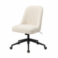 Sedia da ufficio in tessuto bouclé regolabile beige con base in metallo