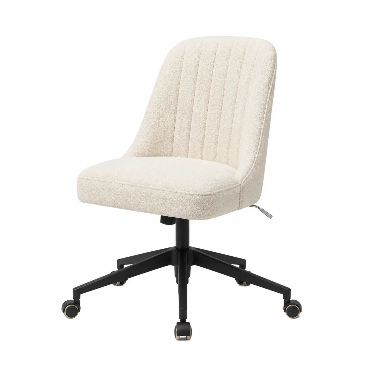 Sedia da ufficio in tessuto bouclé regolabile beige con base in metallo