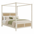 Letto a Baldacchino Legno Massello Crema 200x180 cm