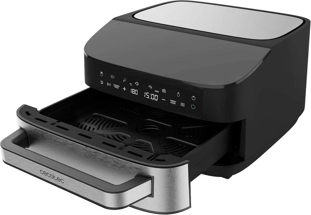Cecotec Forno elettrico per pizza, 13 pollici, 7 L, 2200 W, 8 programmi, 40 a 230 °C, touch, pietra refrattaria, 2 zone di temperatura, Resistenza