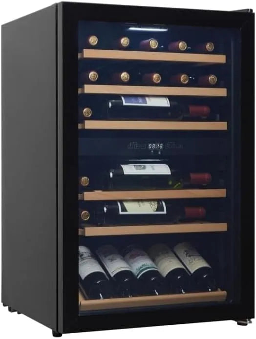 Cantinetta vino, 37 bottiglie, vetro, libera installazione, Polar Collection 51, sei ripiani in legno