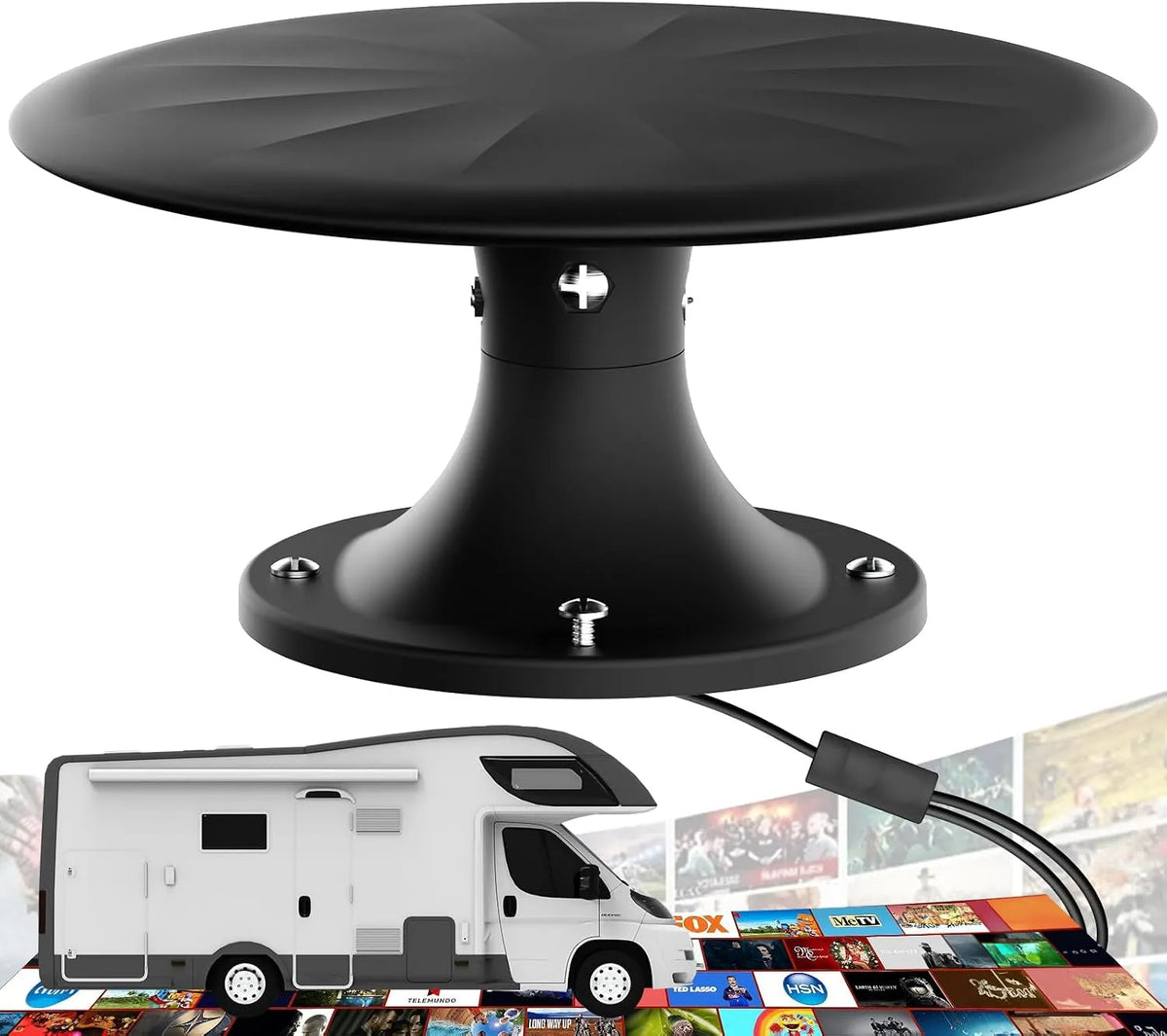Smart TV 1080P, televisore, 4K UHD, cavo da 10 m, supporta 8K 4K, Antenna esterna TV con amplificatore per tutti i televisori, RVBlack