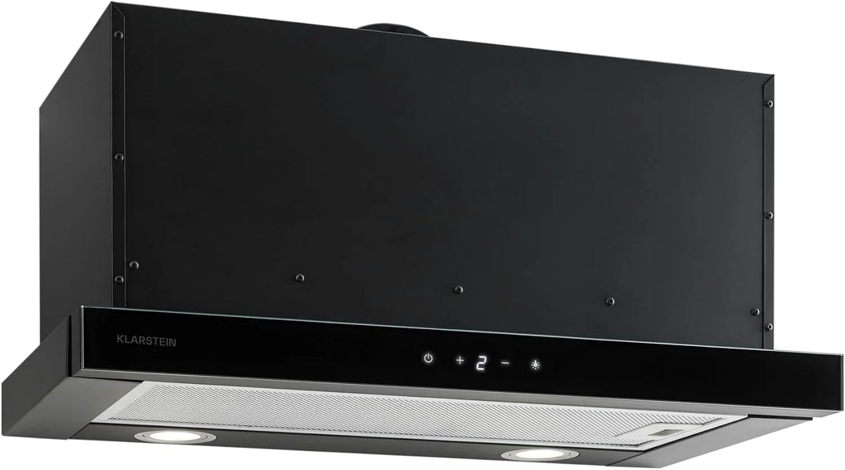 Klarstein Cappa aspirante, 60cm, 610 m3/h, cappa da cucina, da incasso, 610 m3/h Max, Klarstein Vinea Cappa Aspirante Estraibile, Ricircolo