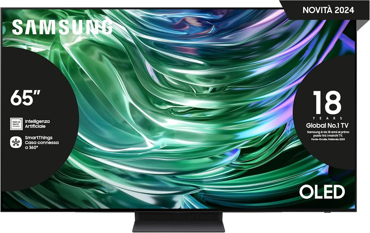Samsung QE65S90DAEXZT NQ4 Smart TV, 65 pollici, 144 Hz, televisore, 4K UHD, OLED, HDR, audio Dolby, nero, Processore AI GEN2, DVBT-2, Black 2024