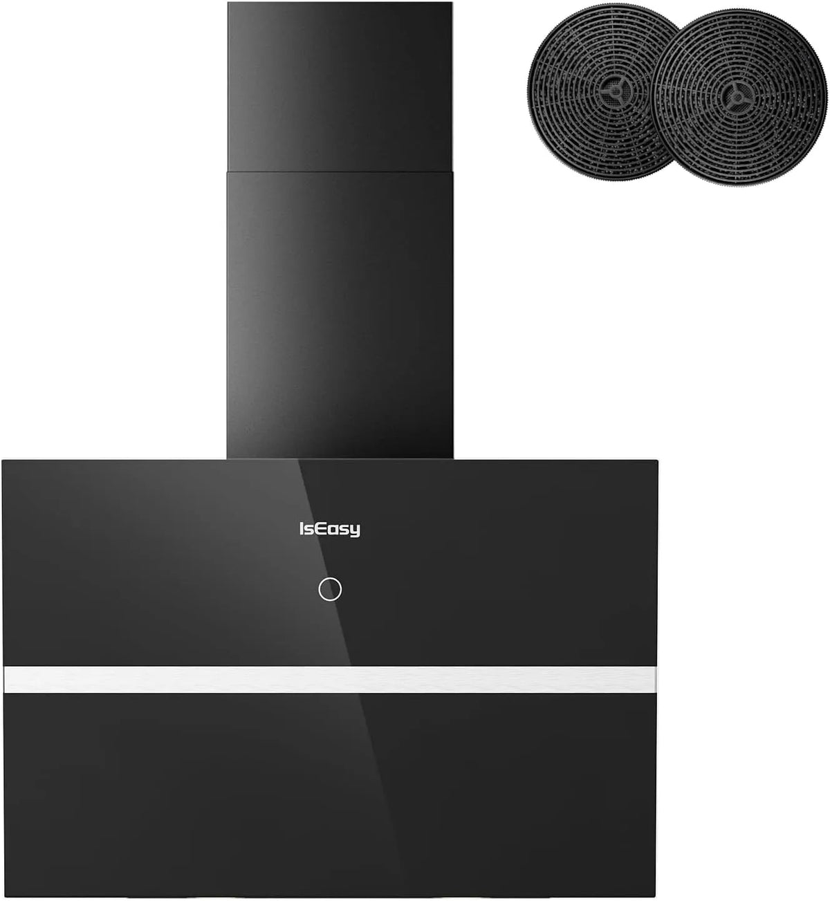 Cappa aspirante, 60 cm, 578 m3/h, 58 dB, classe energetica E, cappa da cucina, timer, nero, 4 Livelli di Regolazione, Modalità Espulsione