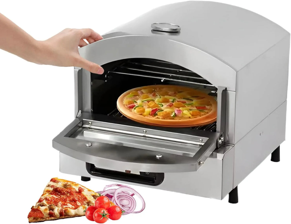 Forno elettrico per pizza, 12 pollici, 2000 W, 50 a 350 °C, professionale, 2 zone di temperatura, Fornello Per Pizza Multifunzione, Tostapane Con