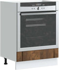 Forno a microonde, 60 x 46 x 81, 5 cm, Mobile da cucina Lucca in legno di quercia affumicata, con piedini regolabili, spazio per forno e microonde