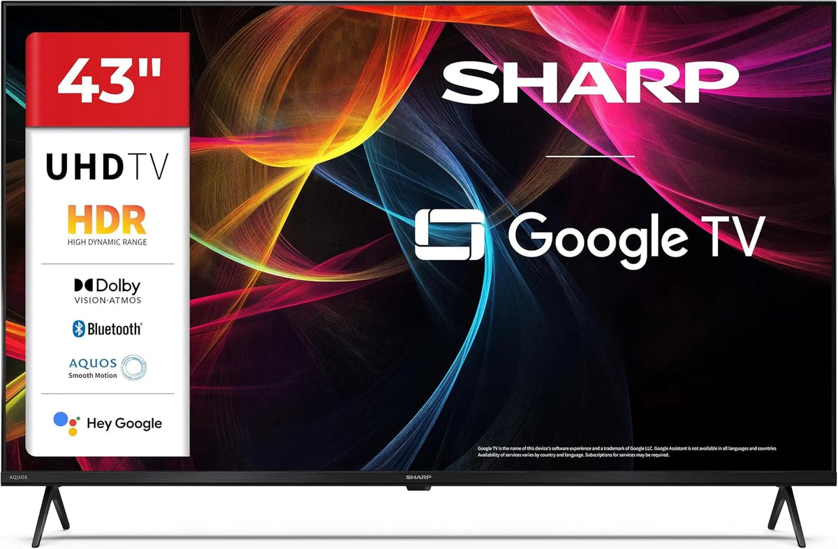 Google 43HL4365E USBx2 Smart TV, 43 pollici, 60 Hz, televisore, 4K UHD, HDR, audio Dolby, HDMI, Bluetooth, nero, DOLBY Atmos 2x10W, HDR10, FRAMELESS