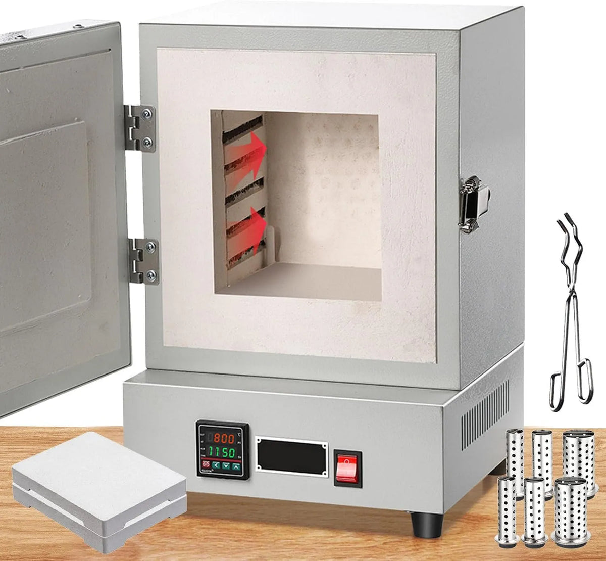 Forno elettrico, 2000 W, ripiani in ceramica e pinze, per gioielli in cera e ceramica, Forno a muffola ad alta temperatura e forno da laboratorio