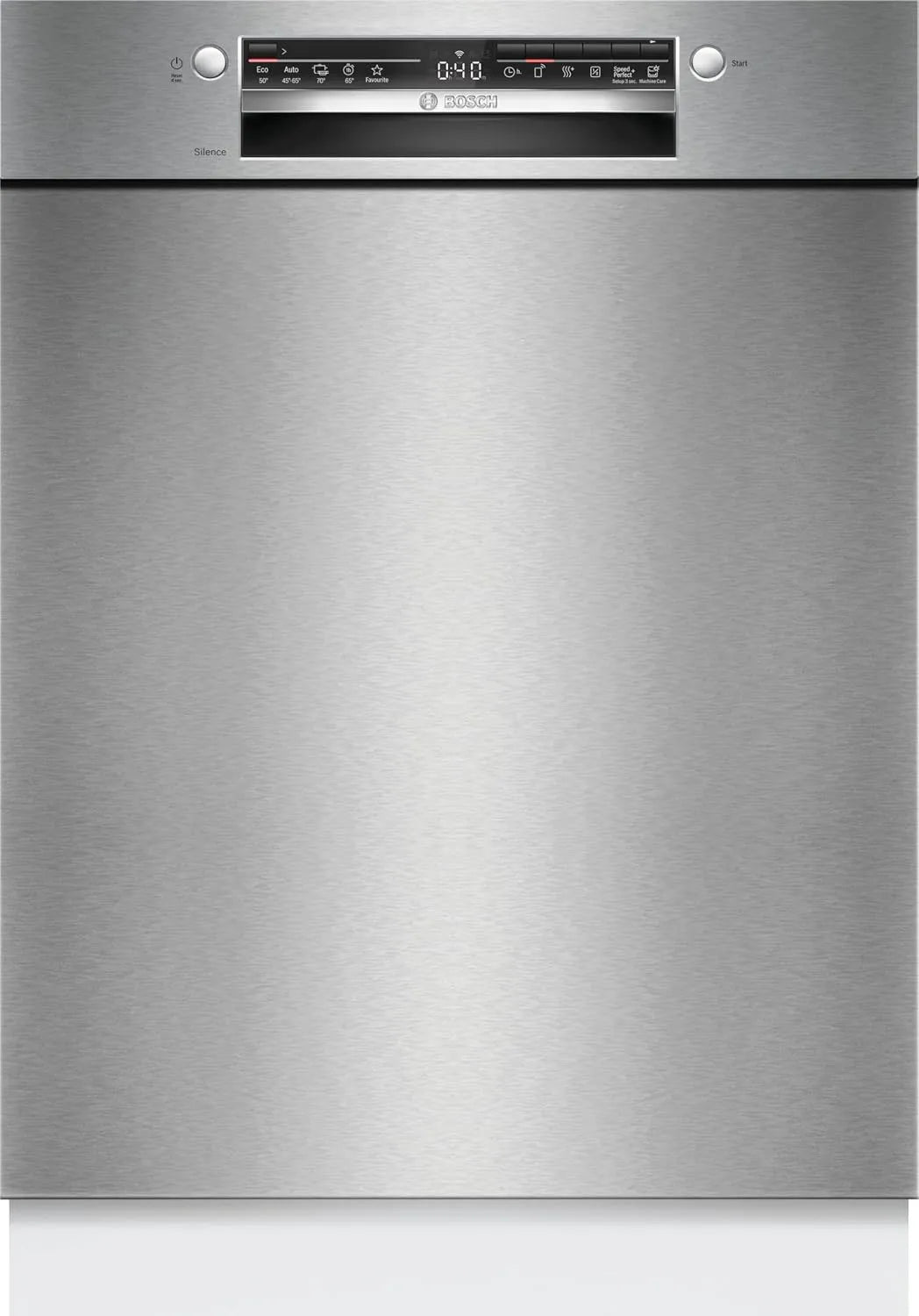 Bosch Serie 2 SMU2HTS08E Lavastoviglie, 60 cm, Silence on Demand, Home Connect, aquaStop, silenzioso, acciaio inox, Smart Start, acciaio spazzolato